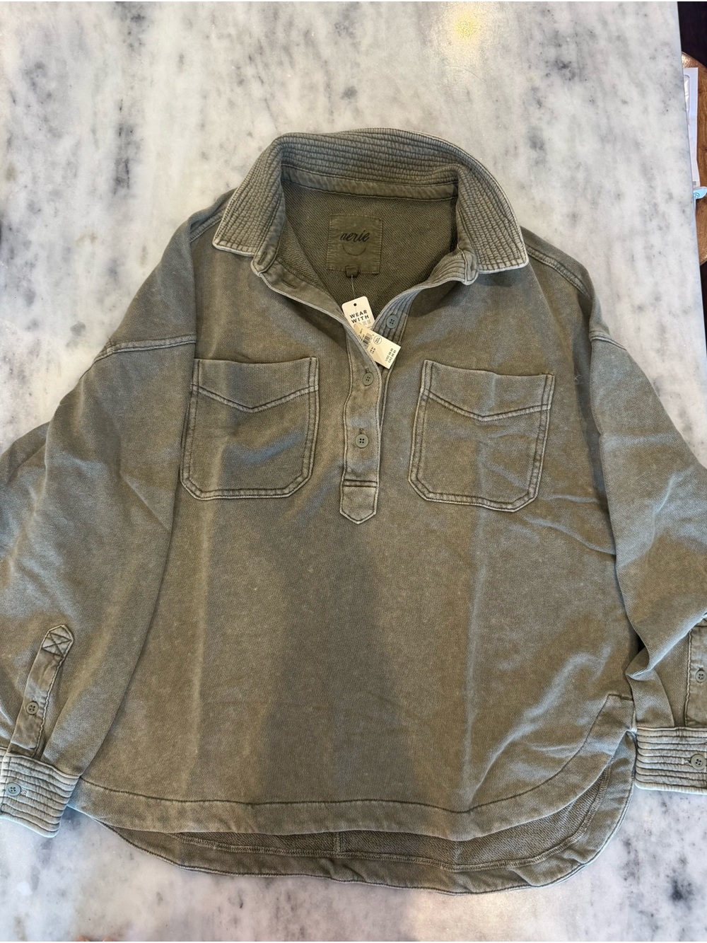 Aerie Women’s Olive Green Long-Sleeve Polo Shirt
